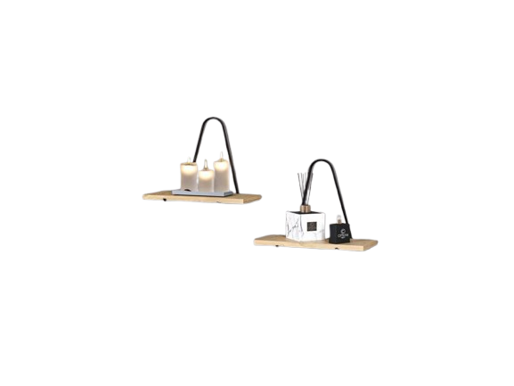 Suport din metal negru cu 2 polite pentru decoratiuni (SD008-B)-2buc./set
