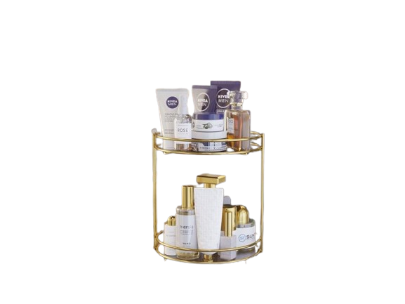 Suport din metal negru rotund pentru parfumuri cu 2 polite (SD101-B)