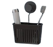 Suport din plastic cu vacum negru pentru pasta si periuta dinti (SV459)