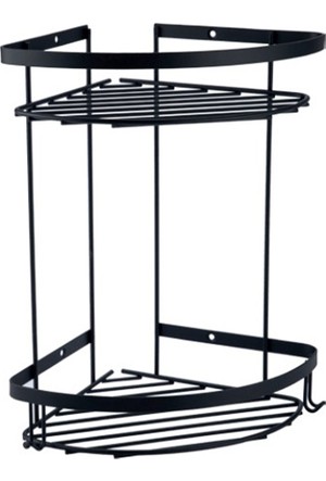 Suport din aluminiu dublu pt. sampoane pe colt negru (22CMx22CM)