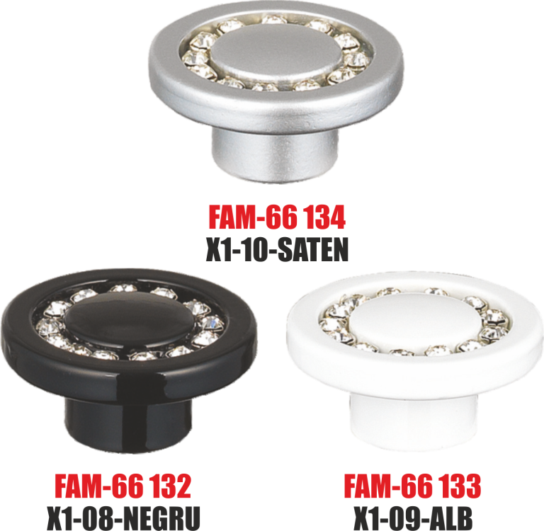 Butoni mobila rotund cu model (X1-08-negru)