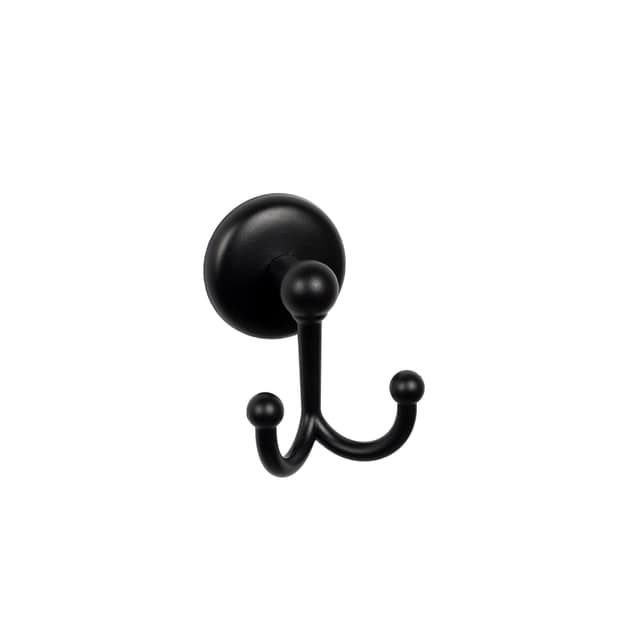 Cuier din metal cu 2 agatatori pentru prosop negru mat cu adeziv (Nr.206/SMY)