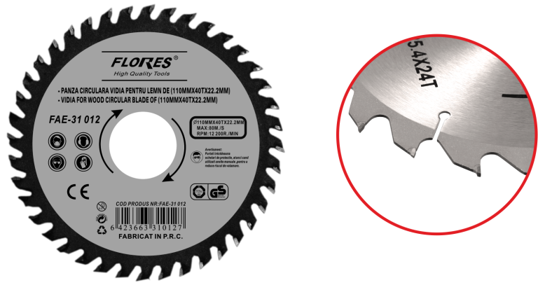 Panza circular vidia pentru lemn 24T (125MMx24Tx22.2MM)