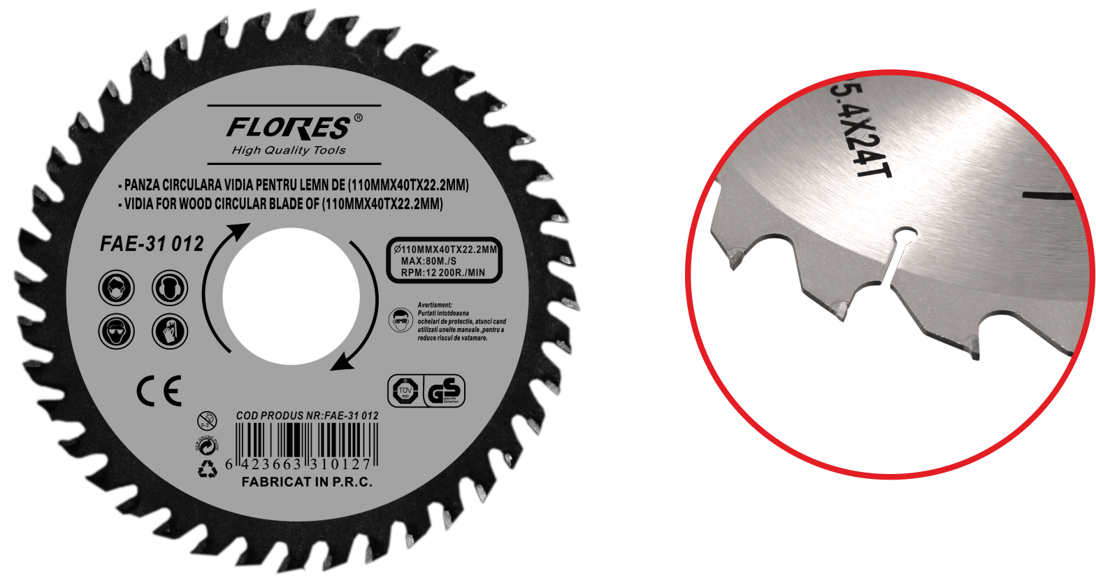 Panza circular vidia pentru lemn 24T (180MMx24Tx25.4MM)