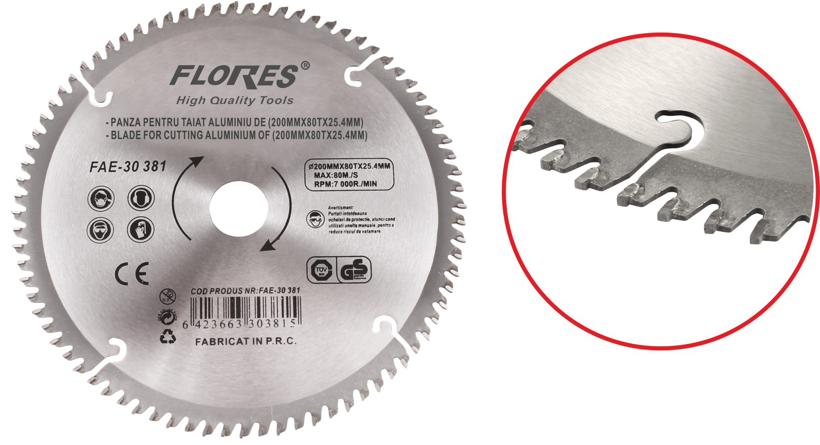 Panza pentru taiat aluminiu de (200MMx80Tx25.4MM)