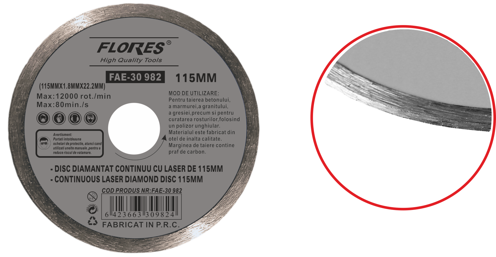 Disc diamantat continuu cu laser (125MM)