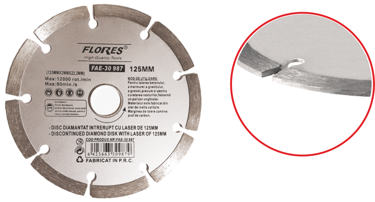 Disc diamantat intrerupt cu laser (115MM)