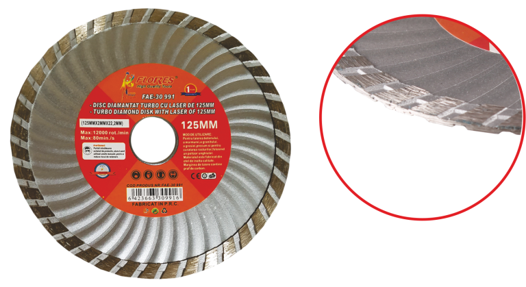 Disc diamantat Turbo cu laser (125MM)