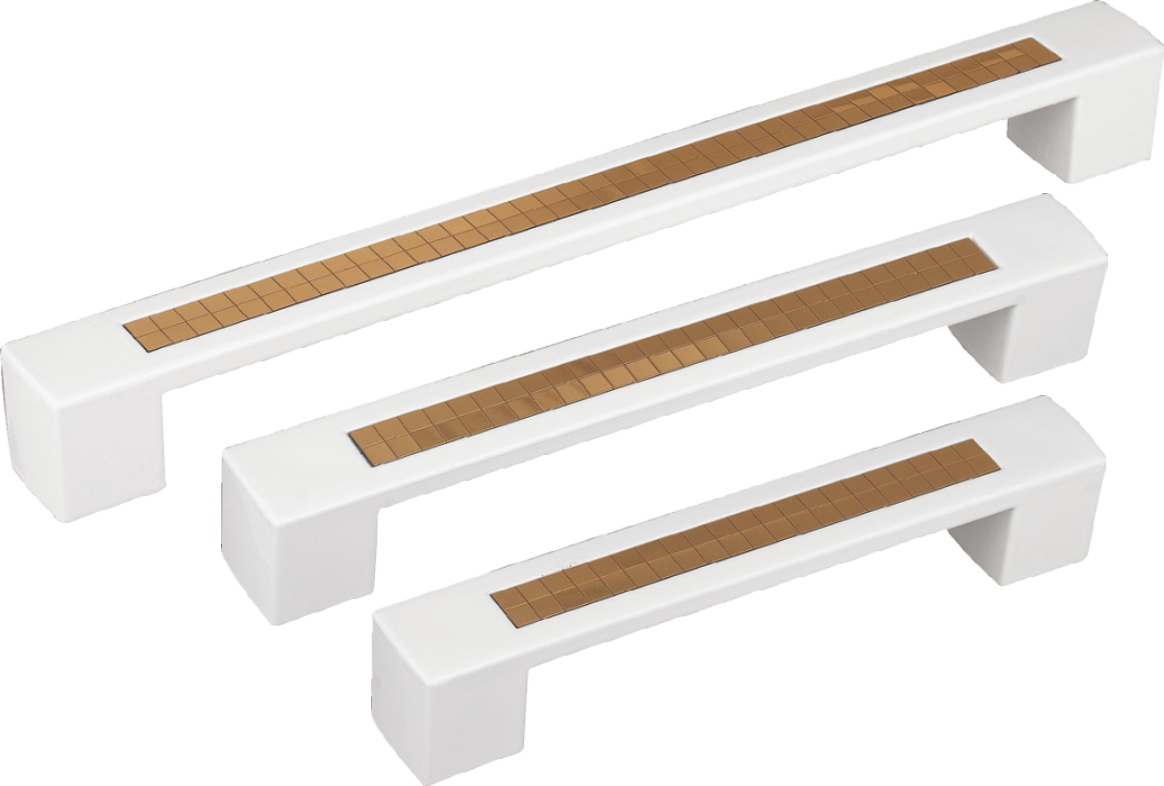 Maner alb+galben din plastic cu model (X6-93-160MM)