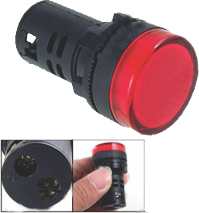 Buton martor rosu pentru panou electric (22MM)