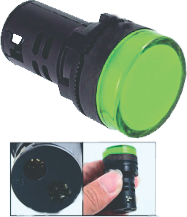 Buton martor verde pentru panou electric (22MM)