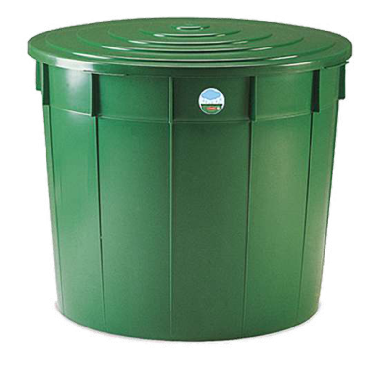 Vas rotund din plastic verde cu capac (500L)