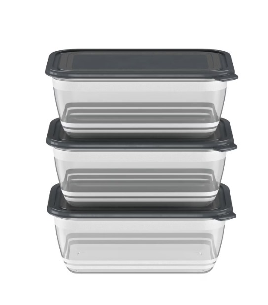 Caserola din plastic cu capac (Nr.2601548-3 buc./set)