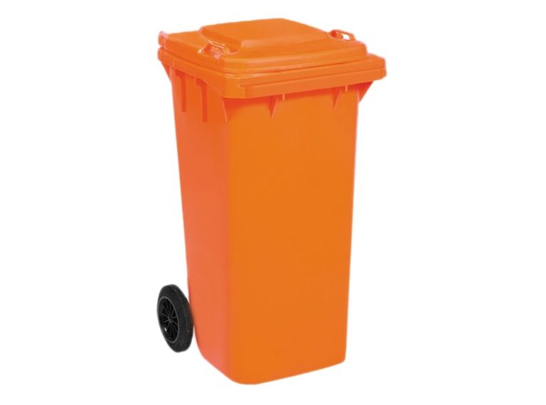 Pubela pe rotile portocalie (240L)