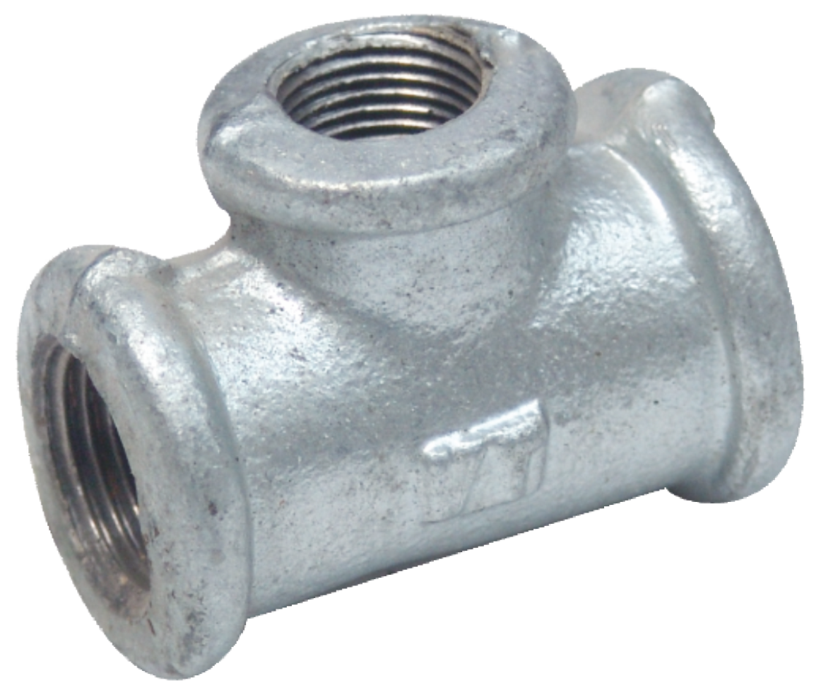 Teu redus din zinc pentru apa (1" x 3/4)