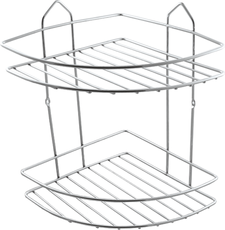 Suport din metal dublu pt.sampoane pe colt crom (22CMx22CM)-SB002-C