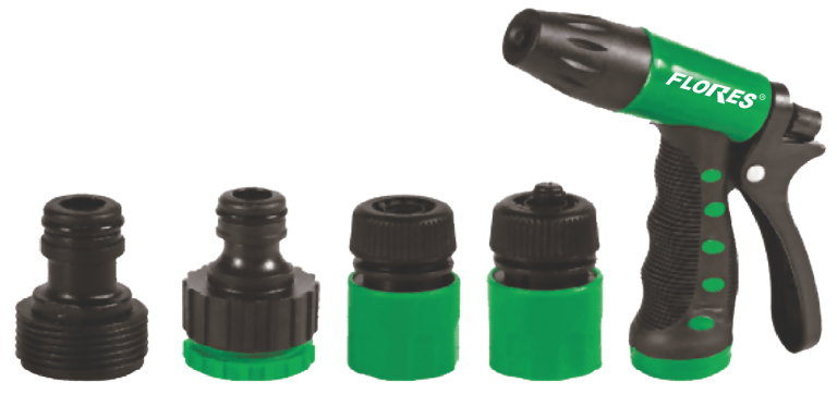 Pistol cu accesorii pentru furtun si 2 functii (3/4-4 buc./set)