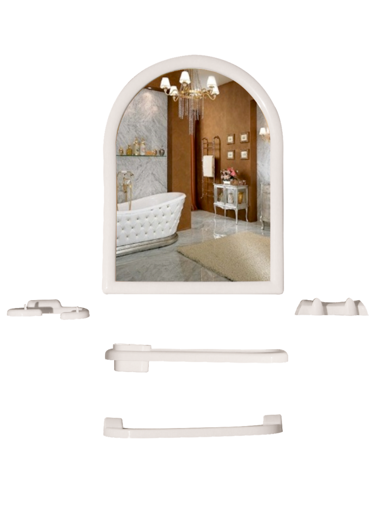 Oglinda cu accesorii pentru baie pe alb/albastru (Nr.105-7buc./set)