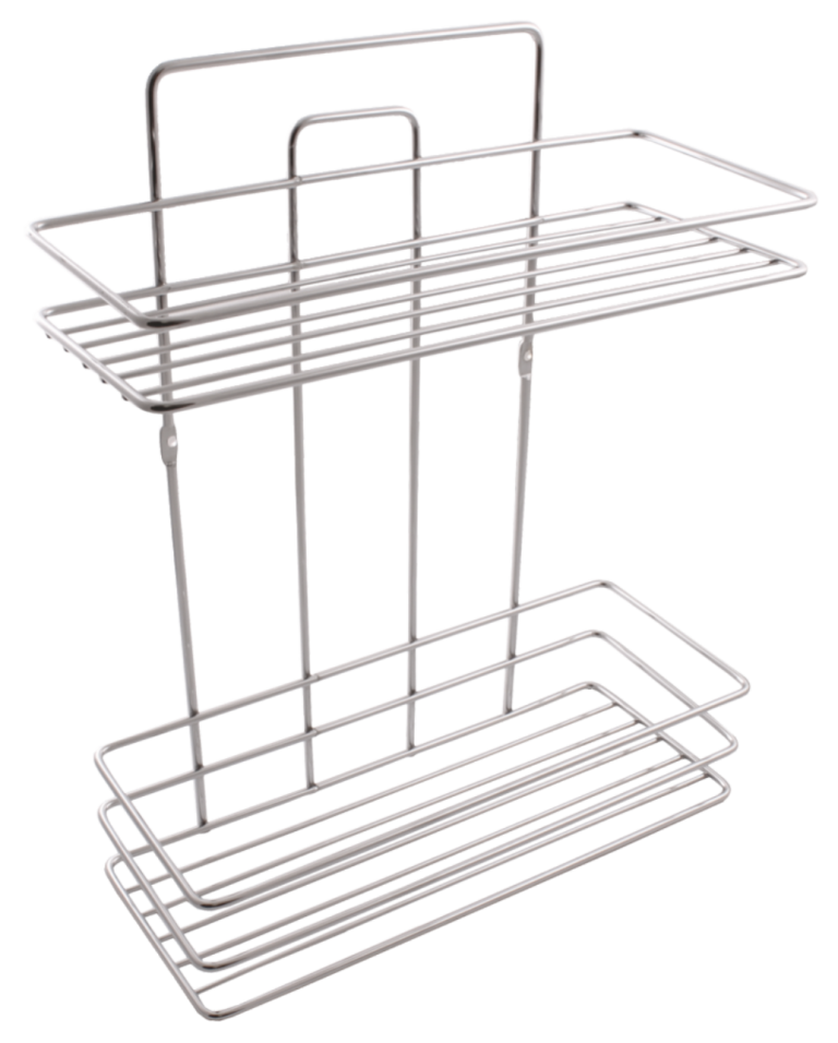 Suport din metal dublu pt. sampoane dreptunghiular crom (27CMx11CM)-SB005-C