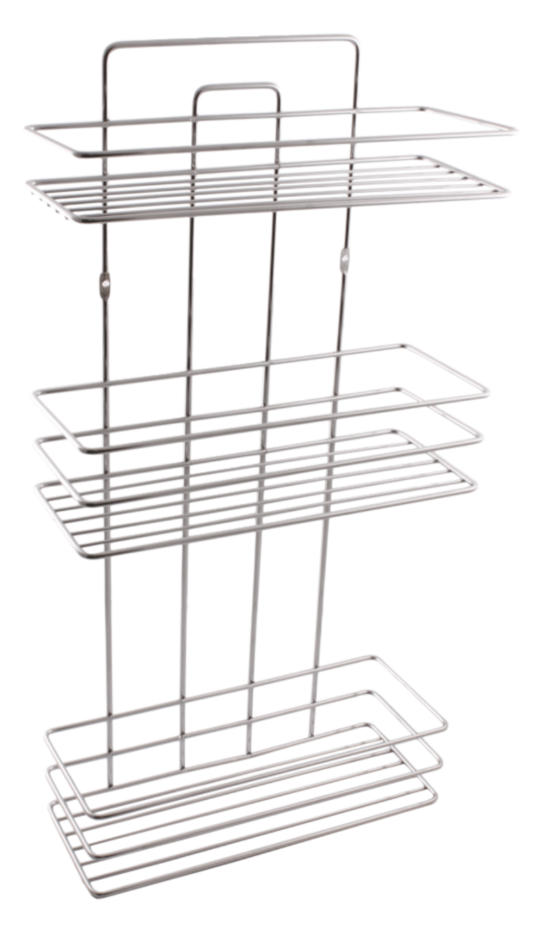 Suport din metal triplu pt. sampoane dreptunghiular crom (27CMx11CM)-SB006-C