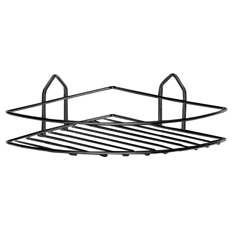 Suport din metal simplu pt. sampoane pe colt negru (22CMx22CM)-SB001-B