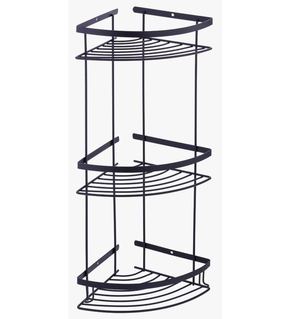 Suport din aluminiu triplu pt. sampoane pe colt negru (22CMx22CM)