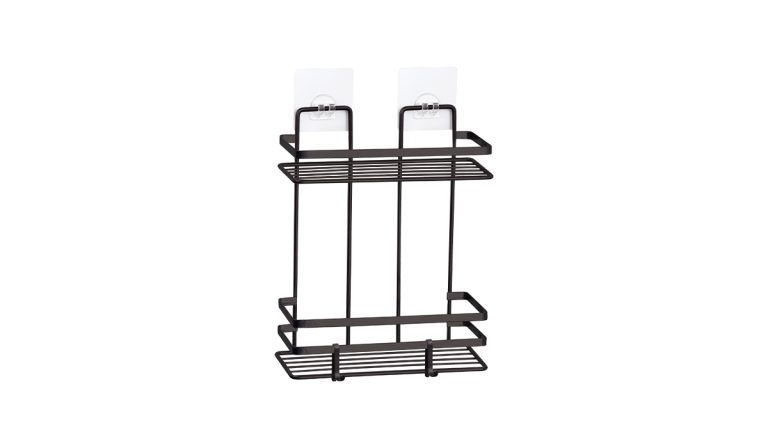Suport din metal dublu pt. sampoane dreptunghiular negru cu rama (27CMx11CM)-SB008-B