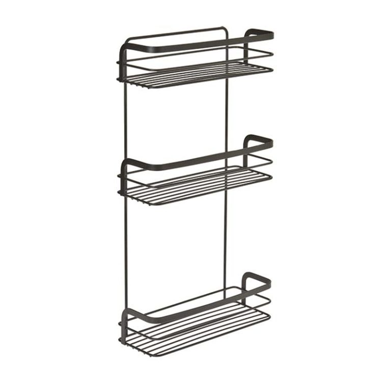 Suport din metal triplu pt. sampoane dreptunghiular negru cu rama (27CMx11CM)-SB009-B