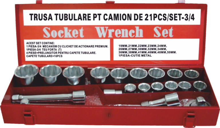 Trusa tubulare pentru camion 3/4 (21buc./set)
