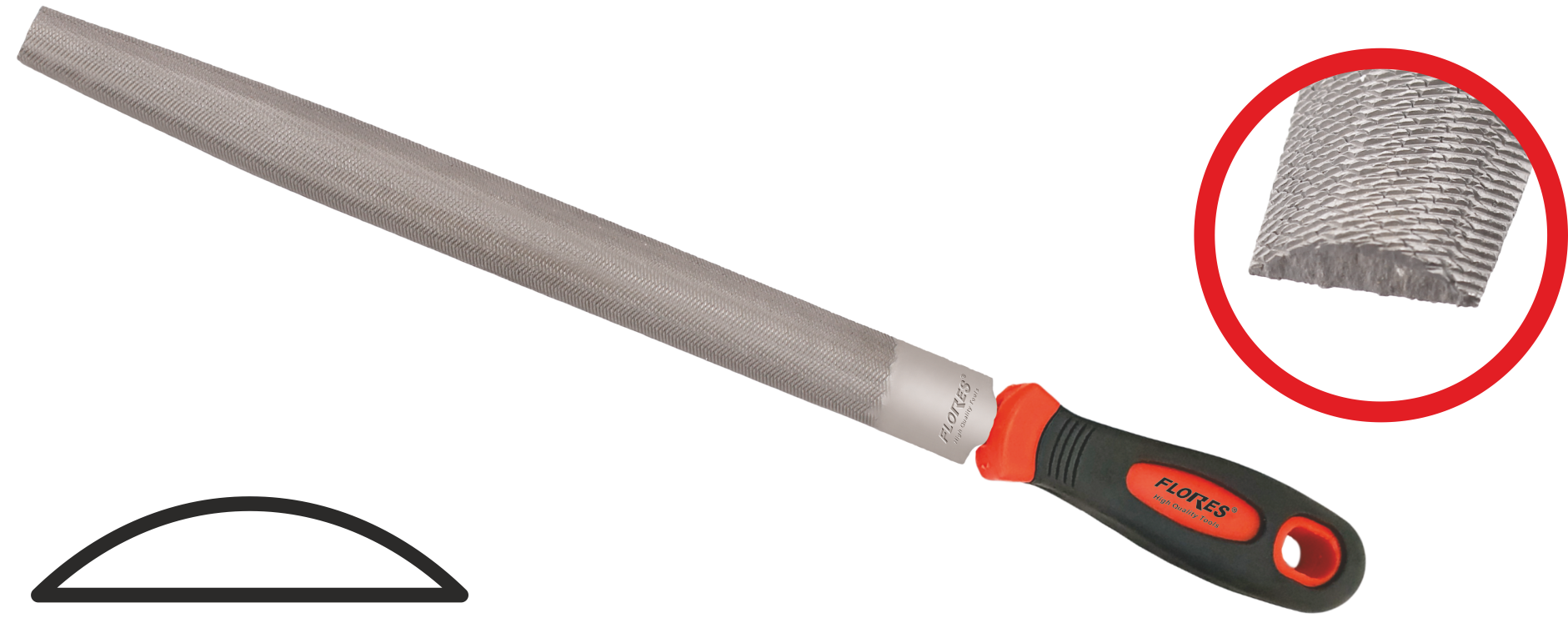 Pila semirotunda cu maner din plastic (6MM)