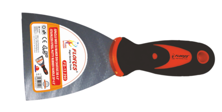 Spaclu inox cu maner din cauciuc (1")