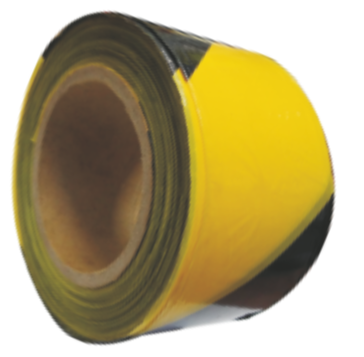 Banda avertizare galben cu negru (3"-75MMx200M./Rola)