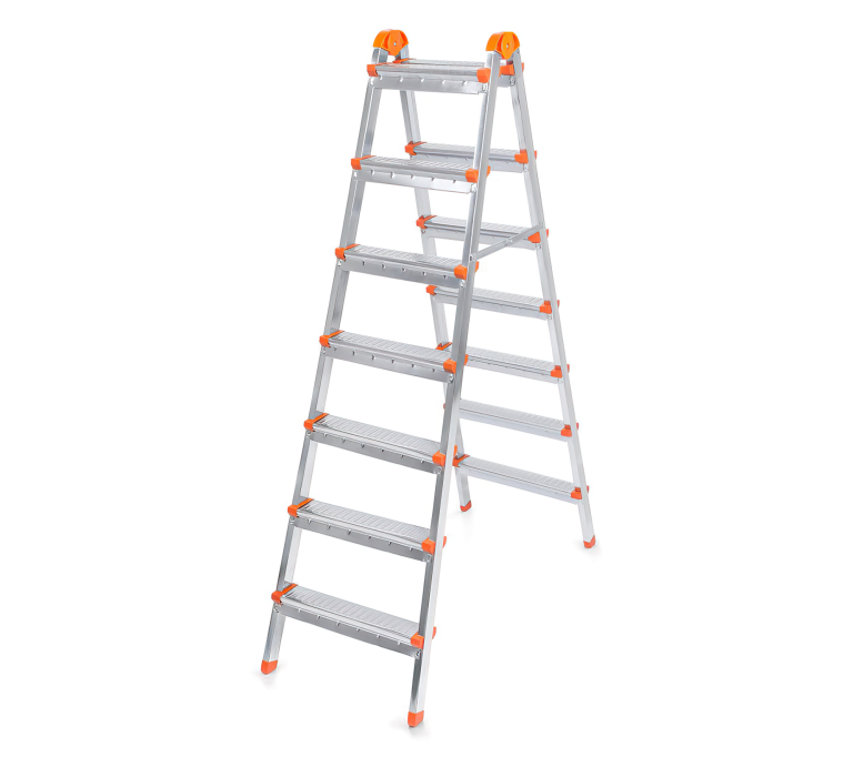 Scara dubla din metal (7 trepte+7 trepte)