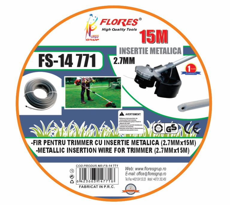 Fir pentru trimmer cu insertie metalica (2.7MMx15M)