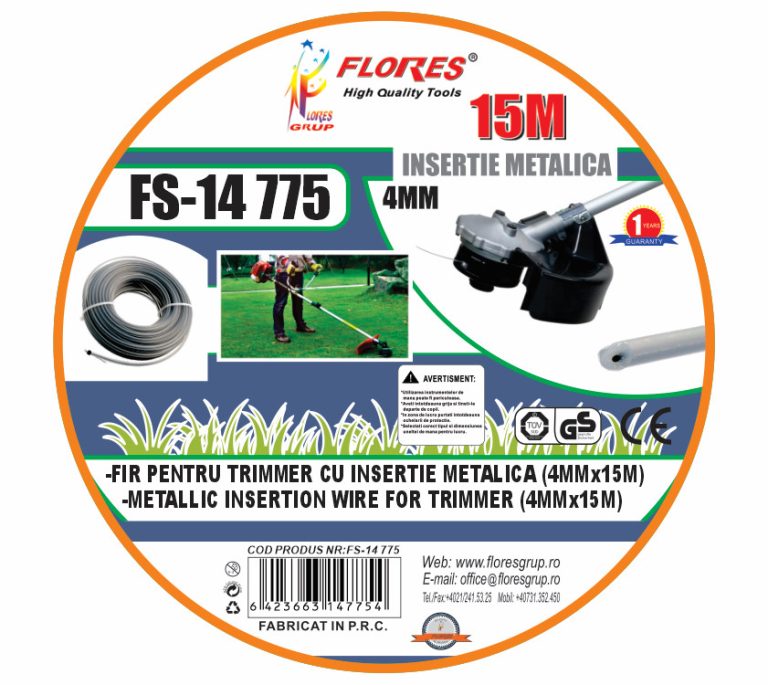 Fir pentru trimmer cu insertie metalica (4MMx15M)