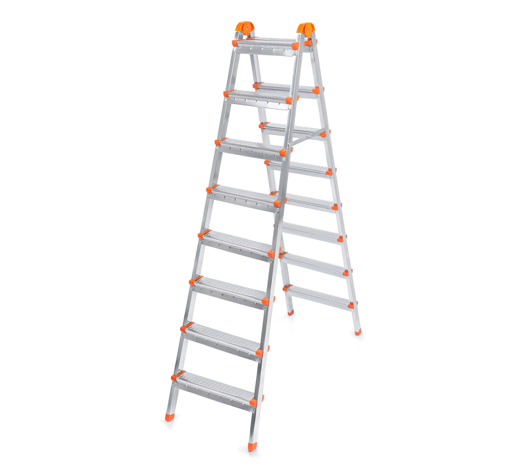 Scara dubla din metal (8 trepte+8 trepte)