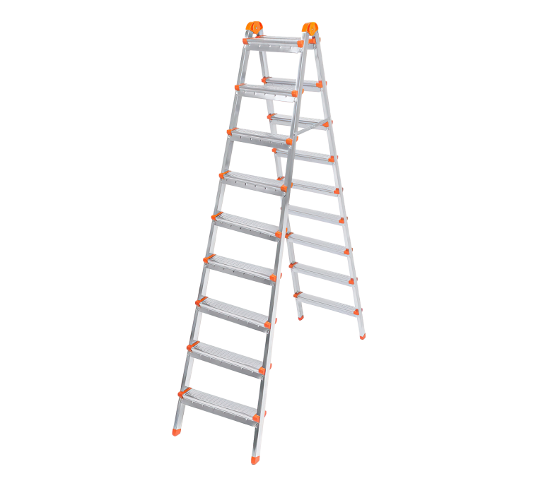 Scara dubla din metal (9 trepte+9 trepte)