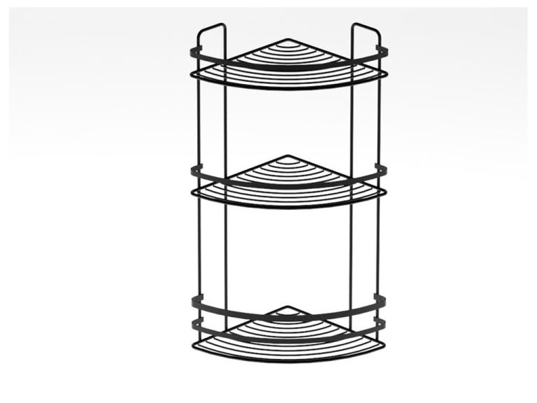 Suport din metal triplu pt. sampoane cu rama pentru colt negru (22CMx22CM)-SB053-B