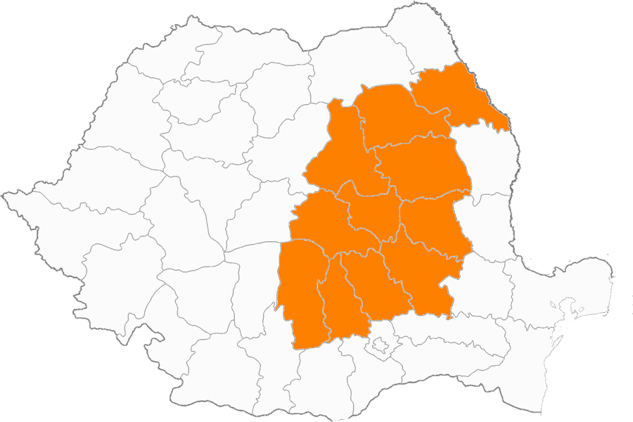 Harta zonei de distribuție Centru și Moldova