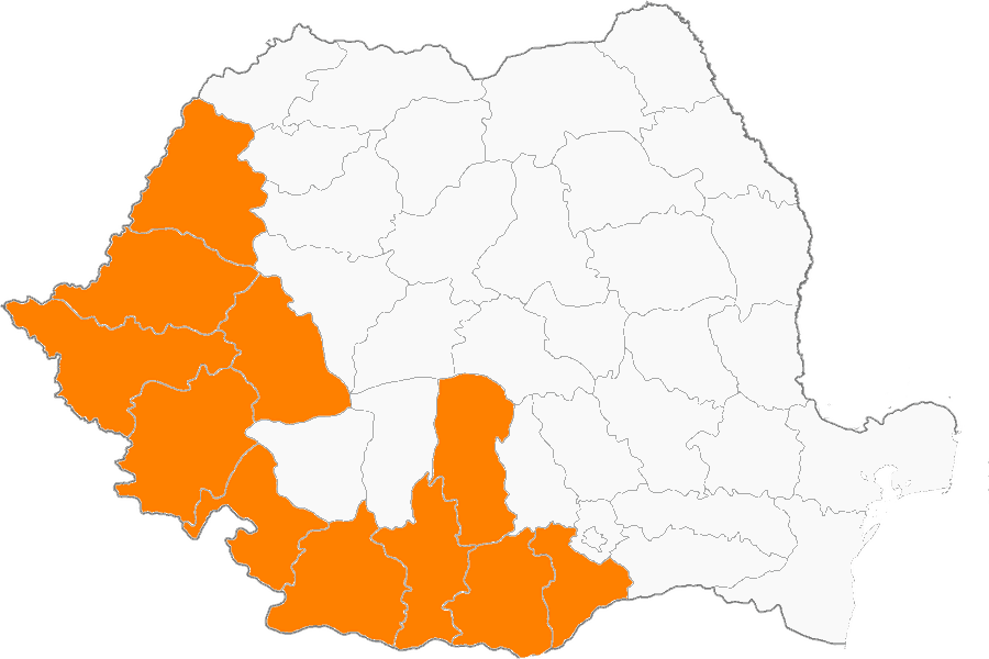 Harta zonei de distribuție Sud și Vest
